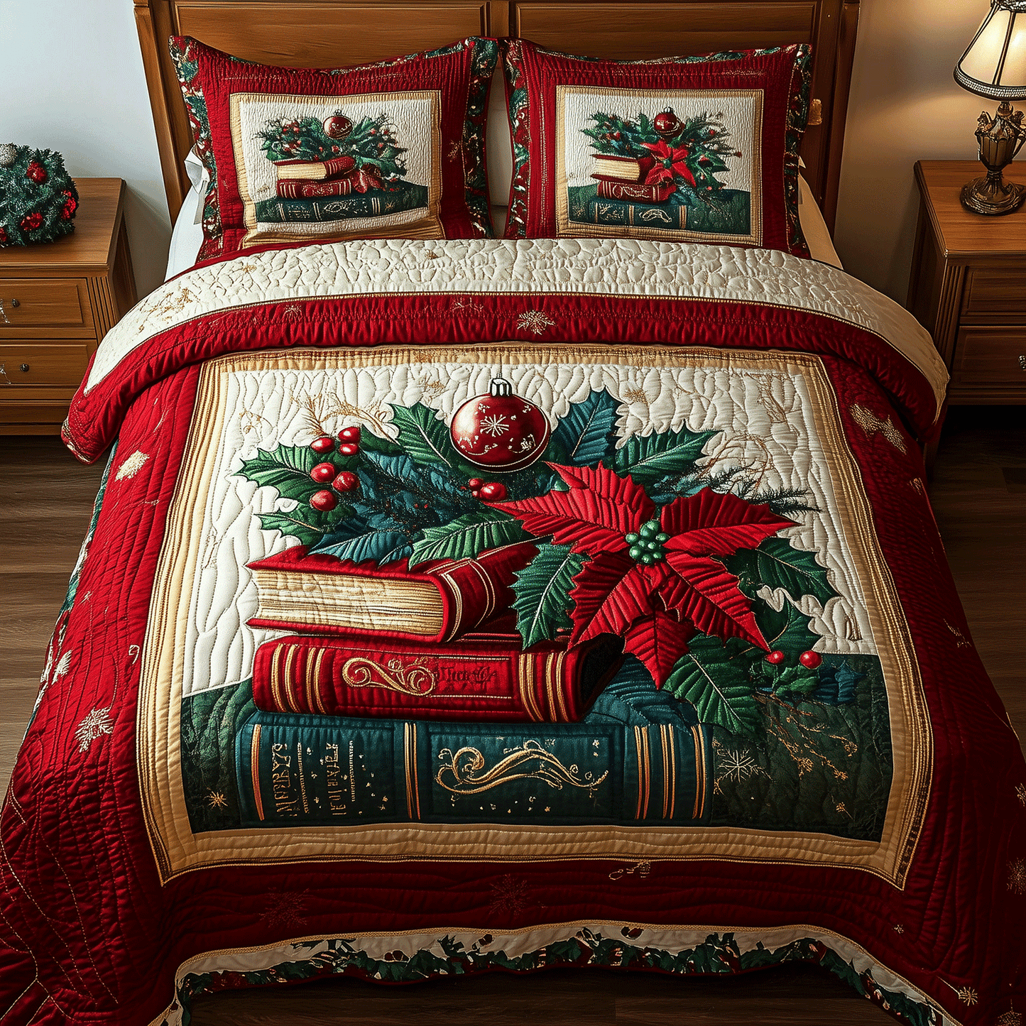 Christmas Chapters 3-Piece Quilted Bedding Set NCU0TH2304