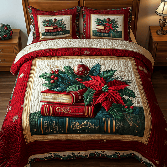 Christmas Chapters 3-Piece Quilted Bedding Set NCU0TH2304