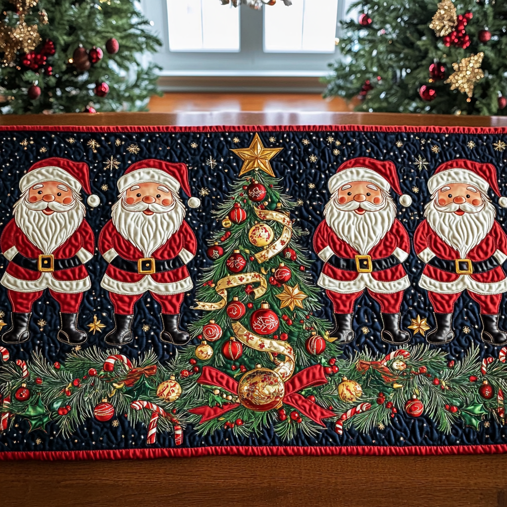 Christmas Cheer with Santa Quilted Table Runner NCU0DK1442