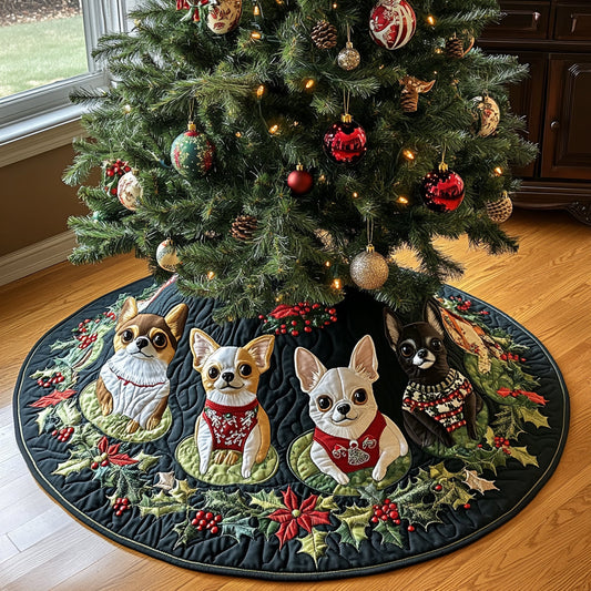Christmas Chihuahua Magic Quilted Christmas Tree Skirt NCU0DV8133