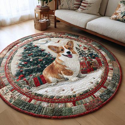 Christmas Corgi Cheer Quilted Round Mat NCU0HH402