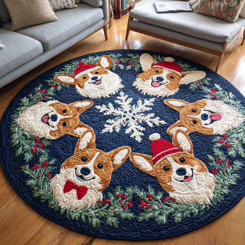 Christmas Corgi Quilted Round Mat NCU0HH678