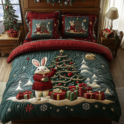 Christmas Cottontail Cheer 3-Piece Quilted Bedding Set NCU0DK2591