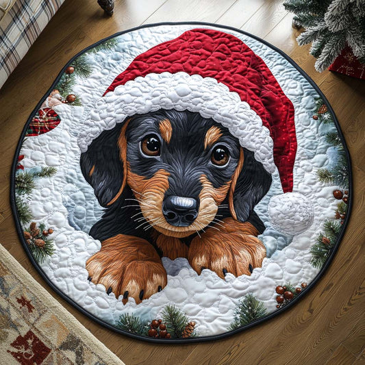 Christmas Dachshund Dog Quilted Round Mat NCU0XD382