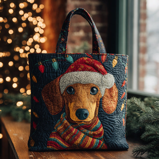 Christmas Dachshund Quilted Tote Bag NCU0HH197