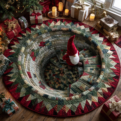 Christmas Descent Quilted Round Mat NCU0DV8602
