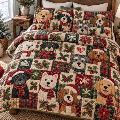 Christmas Dog Crew 3-Piece Quilted Bedding Set NCU0DV10503