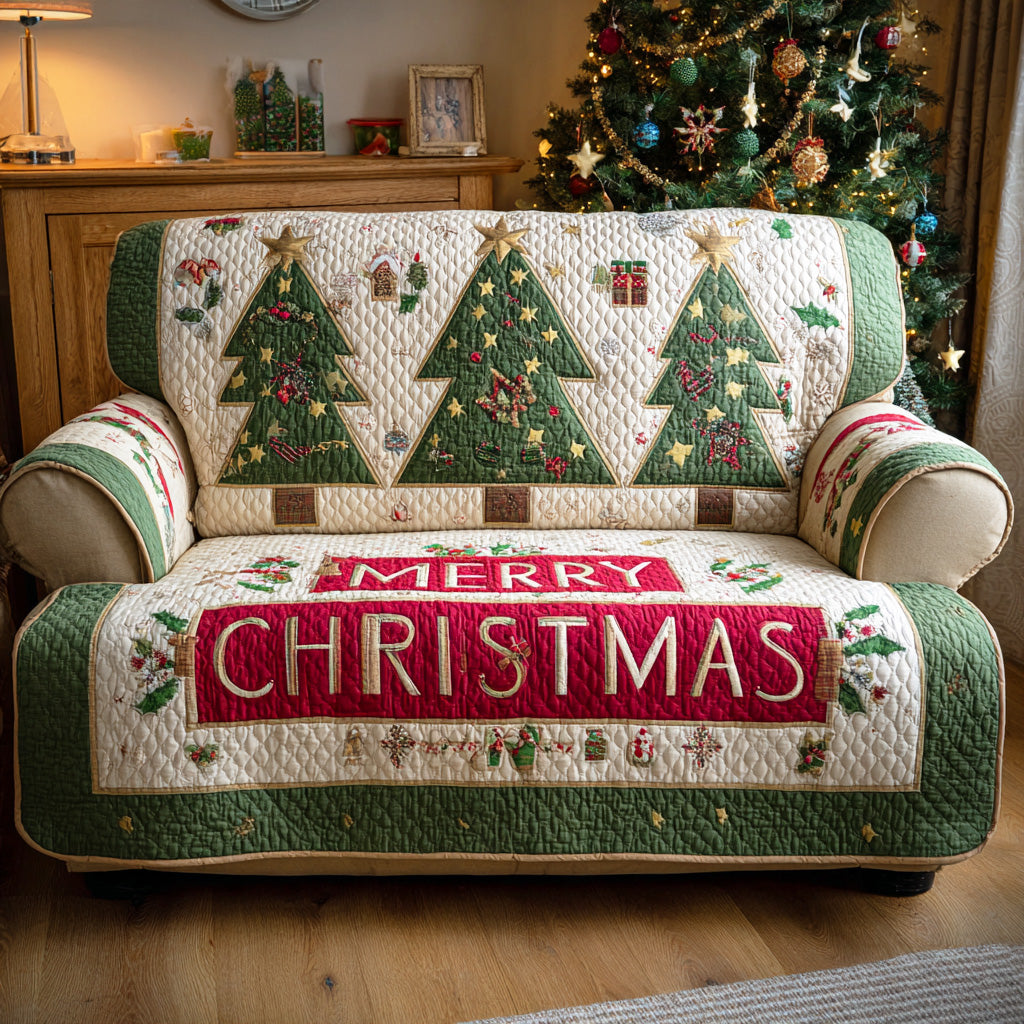 Christmas Dream Lane Quilted Sofa Cover NCU0TD1383