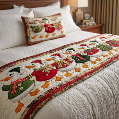 Christmas Duck Parade Quilted Bed Runner NCU0XD394
