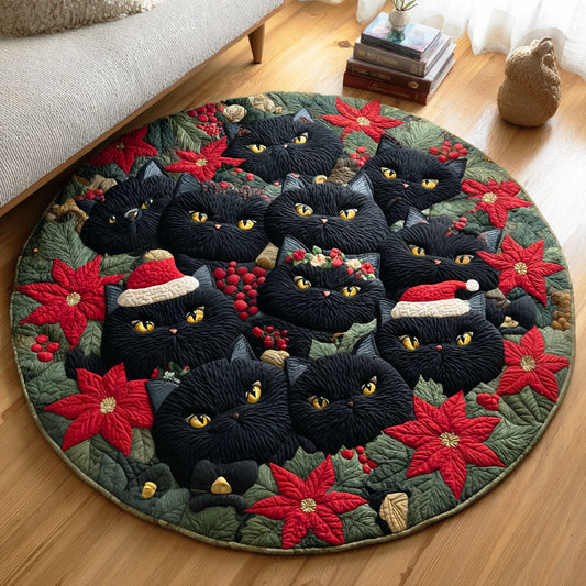 Christmas Eve Cat Quilted Round Mat NCU0TD934