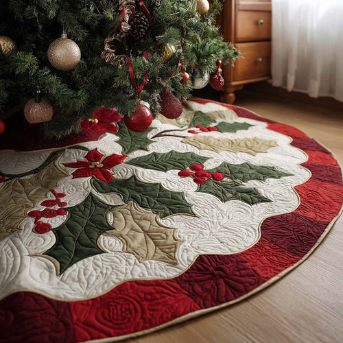 Christmas Eve Sparkle Christmas Quilted Tree Skirt NCU0PT9394