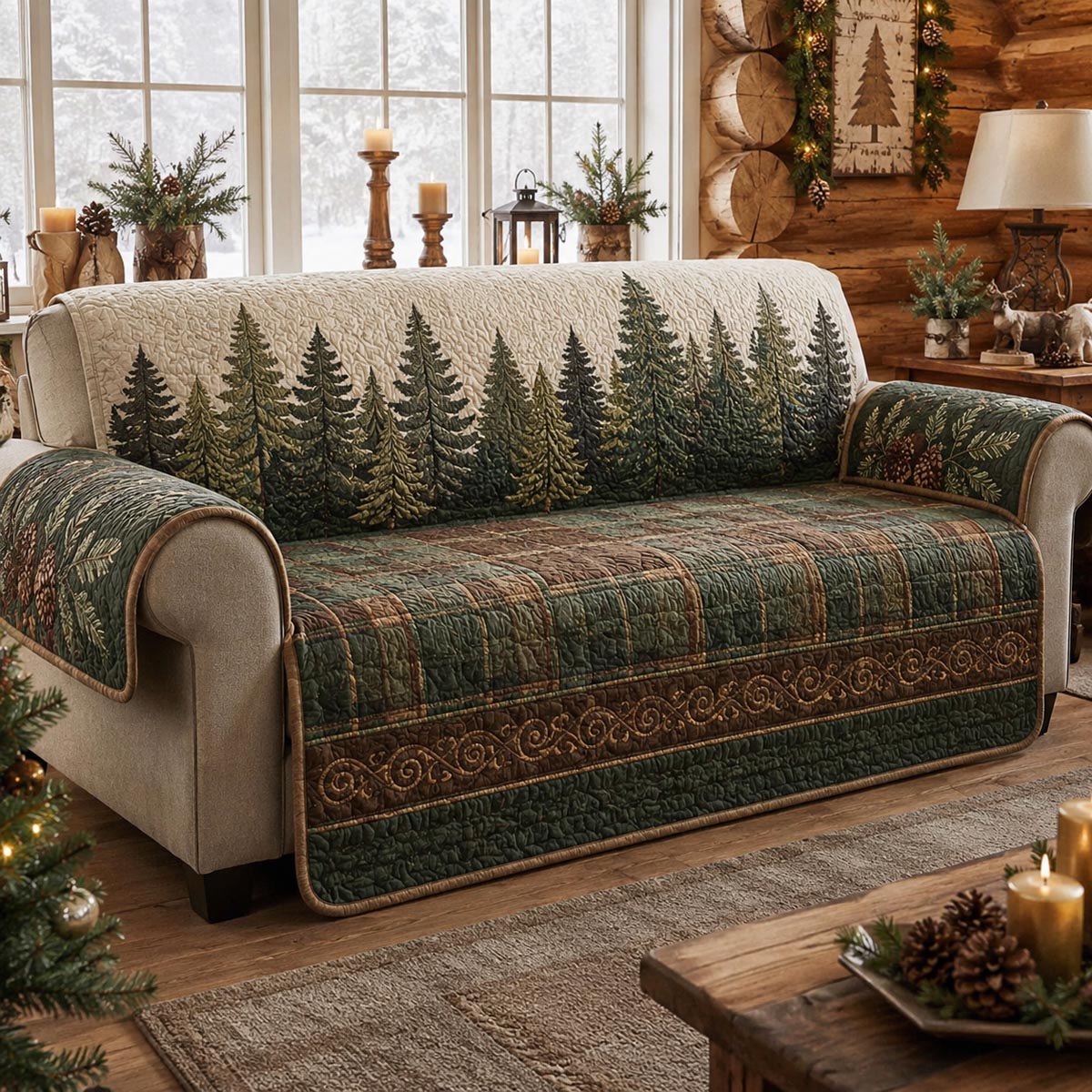 Evergreen Earth Quilted Sofa Cover NCU0DV10046