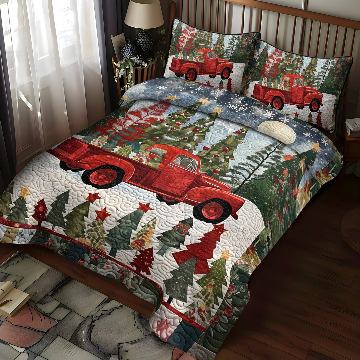 Christmas Express 3-Piece Quilted Bedding Set NCU0DV1633