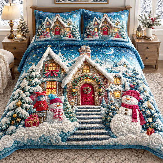 Christmas Fairy Village 3-Piece Quilted Bedding Set NCU0TD3230