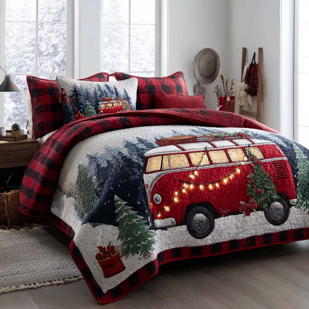 Christmas Forest Camp 3-Piece Quilted Bedding Set NCU0NT11361
