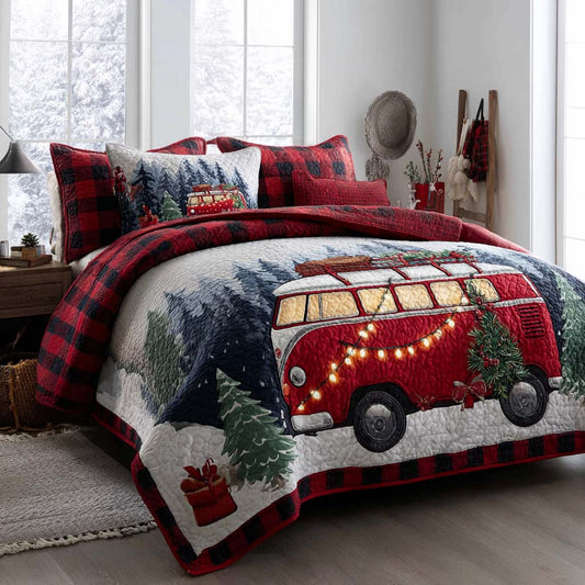 Christmas Forest Camp 3-Piece Quilted Bedding Set NCU0NT11361