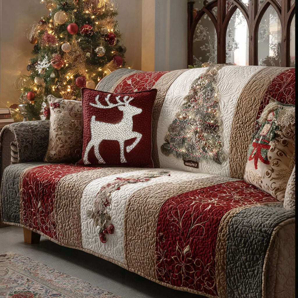 Christmas Forest Magic Quilted Sofa Cover NCU0PT10555