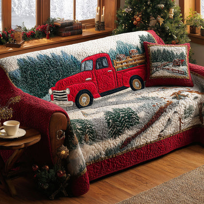 Christmas Forest Truck Quilted Sofa Cover NCU0TV883