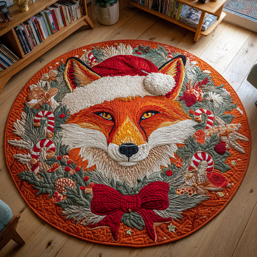 Christmas Fox Quilted Round Mat NCU0HH435