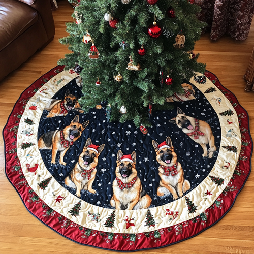 Christmas German Shepherd Christmas Quilted Tree Skirt NCU0DK1831