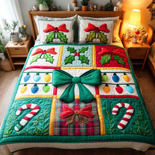 Christmas Glow 3-Piece Quilted Bedding Set NCU0TD454