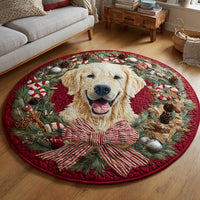 Christmas Golden Retriever Quilted Round Mat NCU0HH660