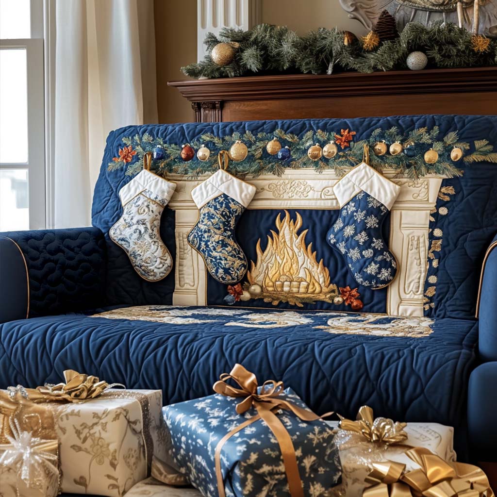 Christmas Hearth Quilted Sofa Cover NCU0NT10930