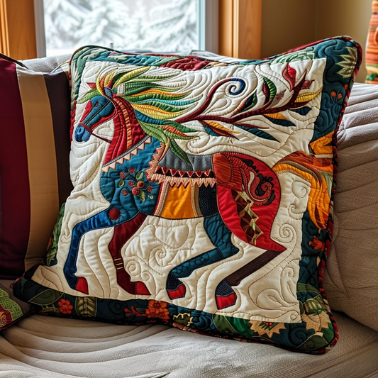 Christmas Horse Quilted Pillow Case NCU0DV1957