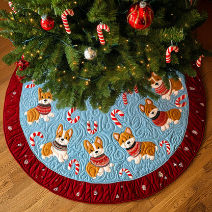 Christmas Joy Corgis Quilted Christmas Tree Skirt NCU0PT1474