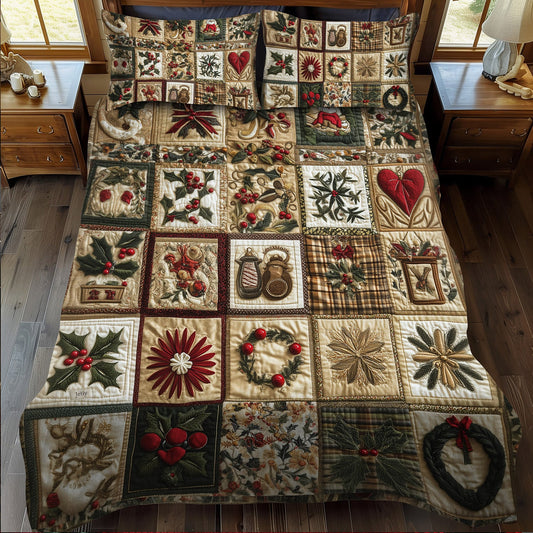 Christmas Kaleidoscope 3-Piece Quilted Bedding Set NCU0PT2103