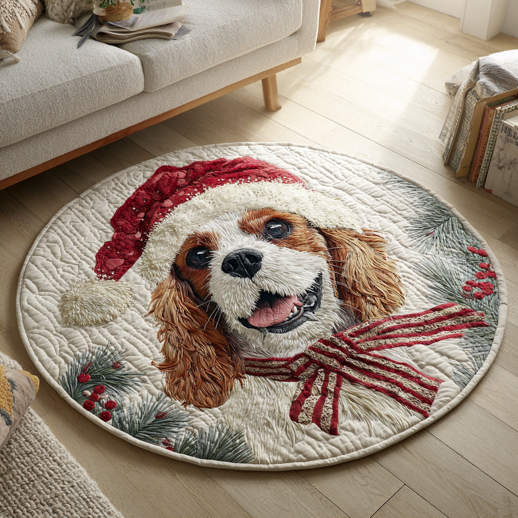 Christmas King Charles Quilted Round Mat NCU0HH451
