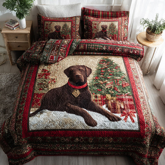 Christmas Labrador Retriever 3-Piece Quilted Bedding Set NCU0HH387