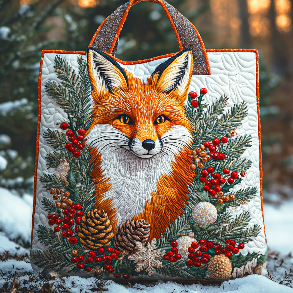 Christmas Leaf Fox Quilted Tote Bag NCU0TD632