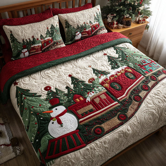 Christmas Locomotion 3-Piece Quilted Bedding Set NCU0PT9755
