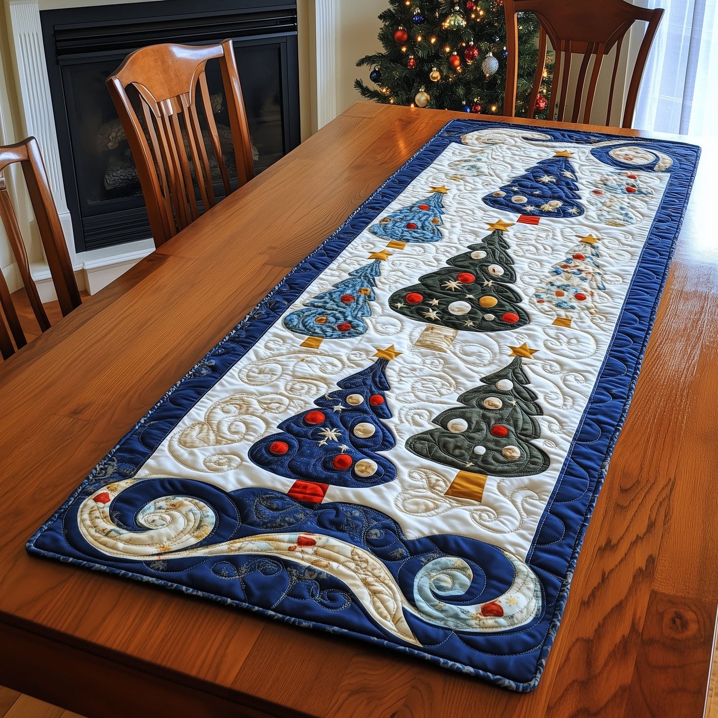 Christmas Morning Magic Quilted Table Runner NCU0PT1629