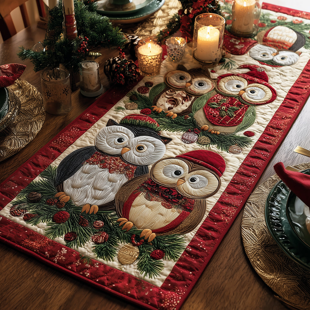 Christmas Owl Joy Quilted Table Runner NCU0TH3408