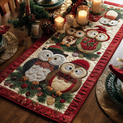 Christmas Owl Joy Quilted Table Runner NCU0TH3408