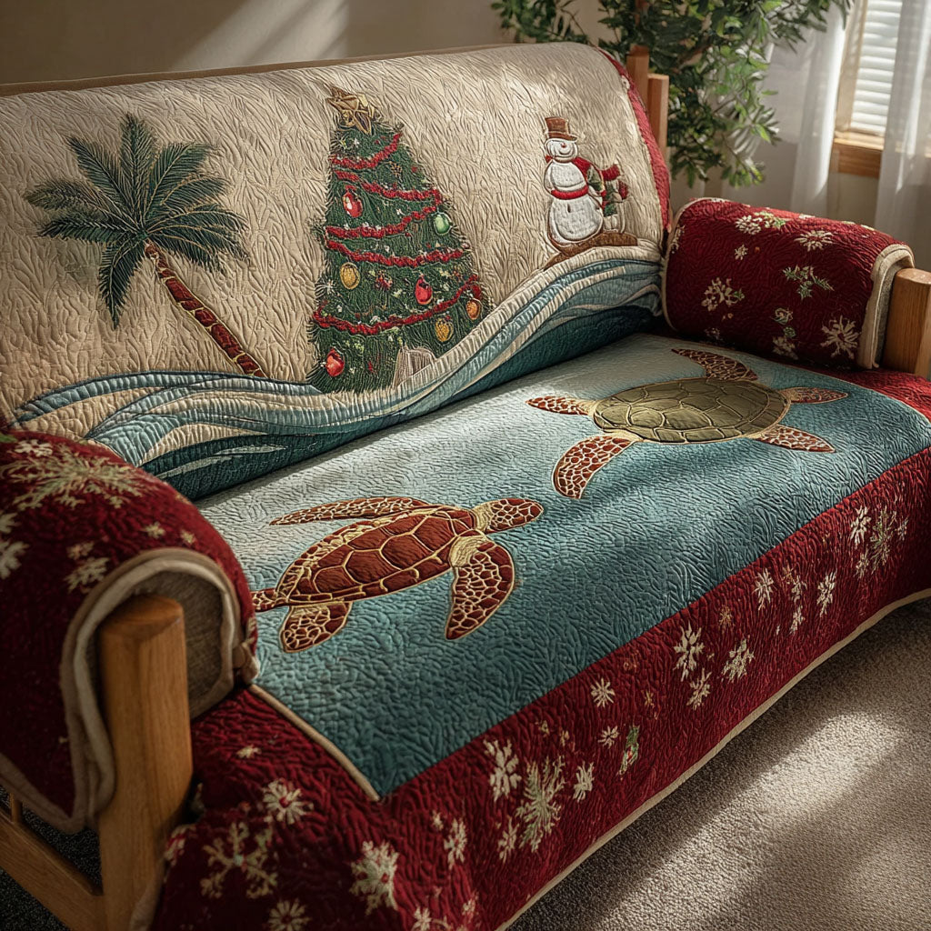 Christmas Palm Turtle Quilted Sofa Cover NCU0PT10692