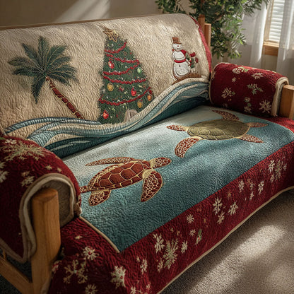 Christmas Palm Turtle Quilted Sofa Cover NCU0PT10692