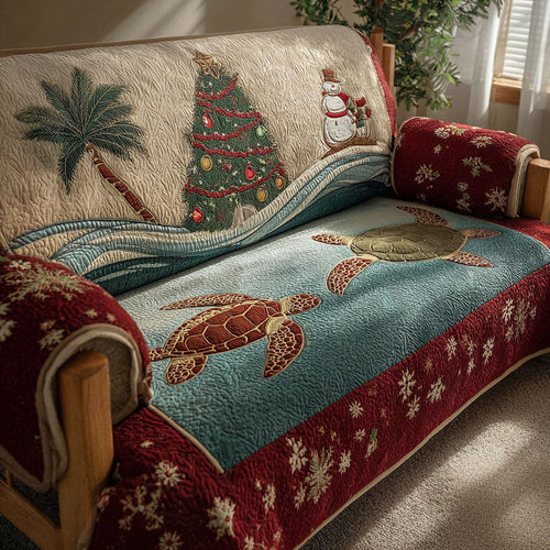 Christmas Palm Turtle Quilted Sofa Cover NCU0PT10692