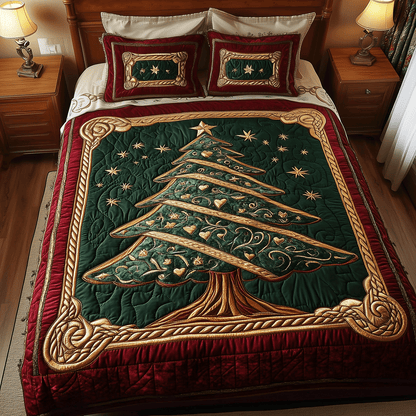 Christmas Pine Dreams 3-Piece Quilted Bedding Set NCU0TH2151