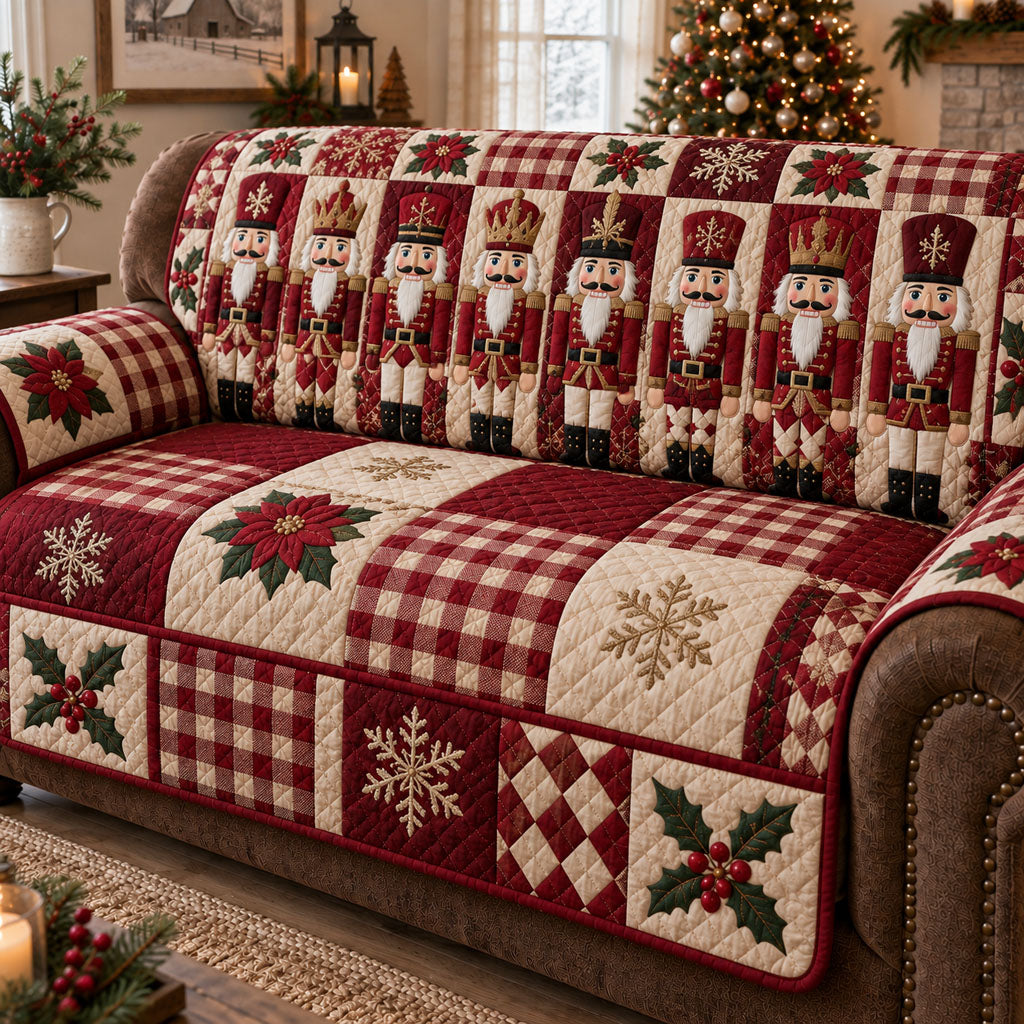 Christmas Plaid Treasures Quilted Sofa Cover NCU0PT12180