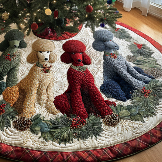 Christmas Poodle Magic Quilted Christmas Tree Skirt NCU0DV8074