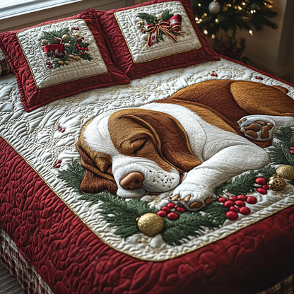 Christmas Pup Dreams 3-Piece Quilted Bedding Set NCU0DV2300