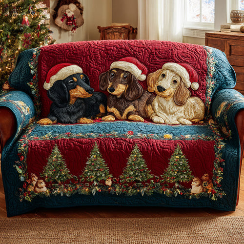 Christmas Pup Parade Quilted Sofa Cover NCU0TV938