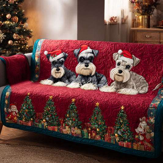 Christmas Puppy Cheer Quilted Sofa Cover NCU0TV960