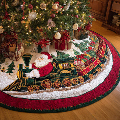 Christmas Rail Route Christmas Quilted Tree Skirt NCU0TD1366