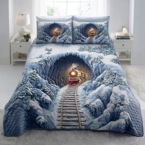 Christmas Railway Dreams 3-Piece Quilted Bedding Set NCU0TD1062