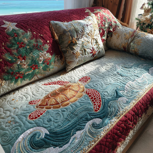 Christmas Reef Turtle Quilted Sofa Cover NCU0PT10693