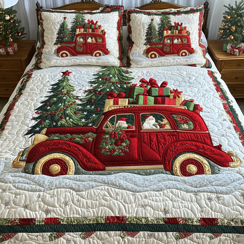 Christmas Roadtrip 3-Piece Quilted Bedding Set NCU0VH947